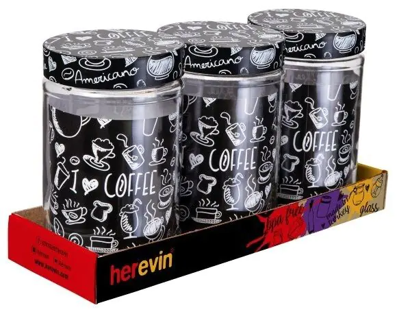 Набор банок для сыпучих HEREVIN Coffee 144367-400 (660мл) 3шт