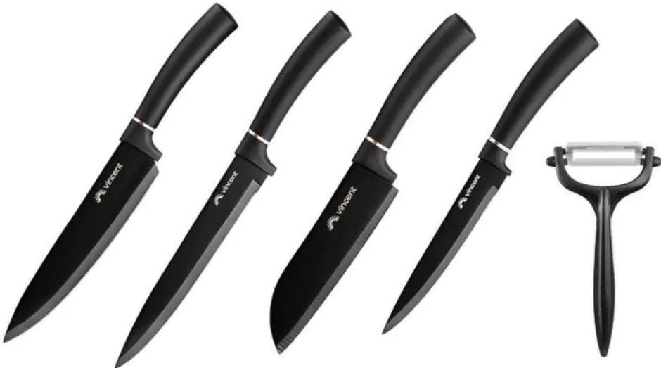 Набір ножів з покриттям non-stick Vincent Black blade VC-6211 5шт