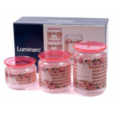 Банки для сыпучих Luminarc Plano Rosettes Pink P9213 3шт