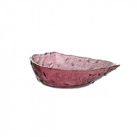 Салатник Abra O8030-157 стеклянный Капля с золотым ободком 21 см розовый